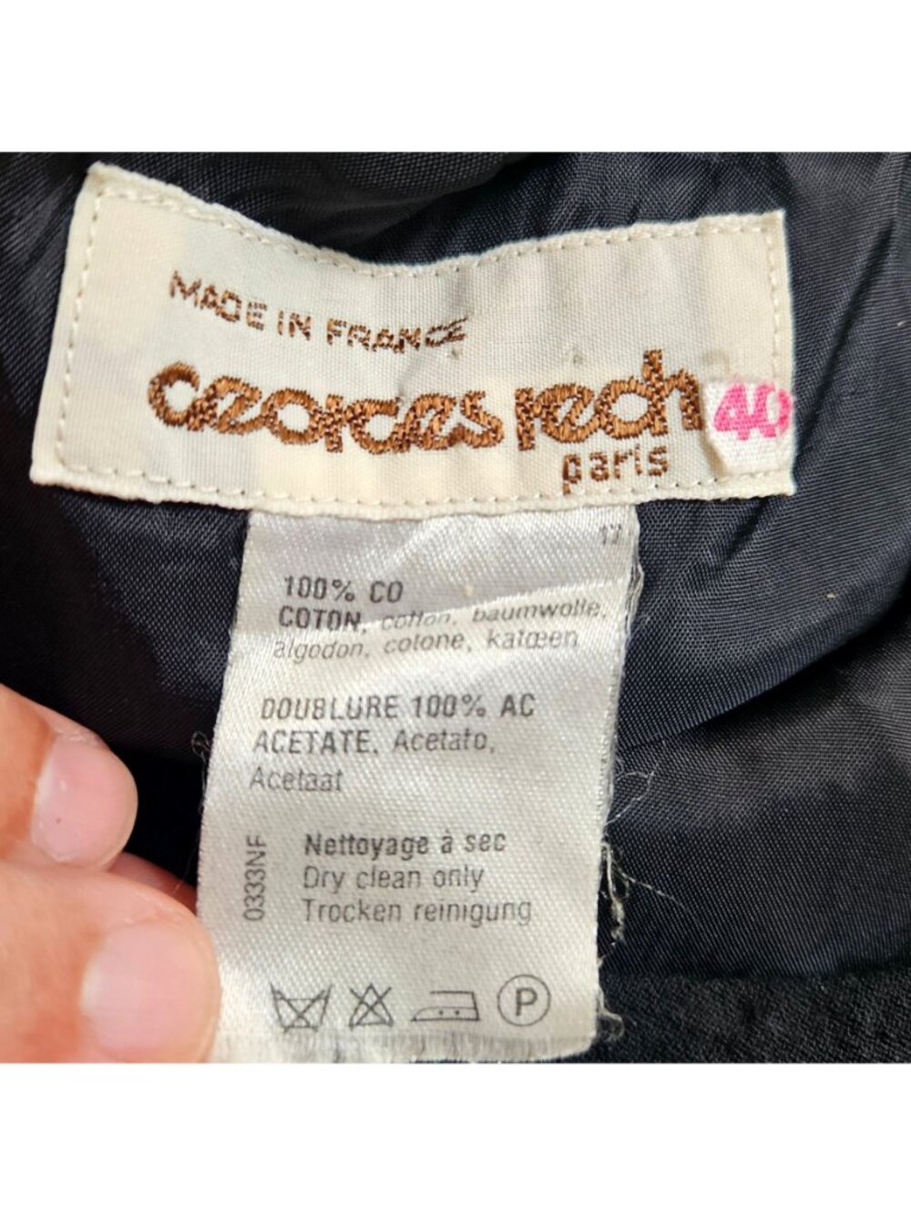 Vintage Georges Rech Paris Black One Shoulder Drop Waist Dress Rosette S - Picture 4 of 15